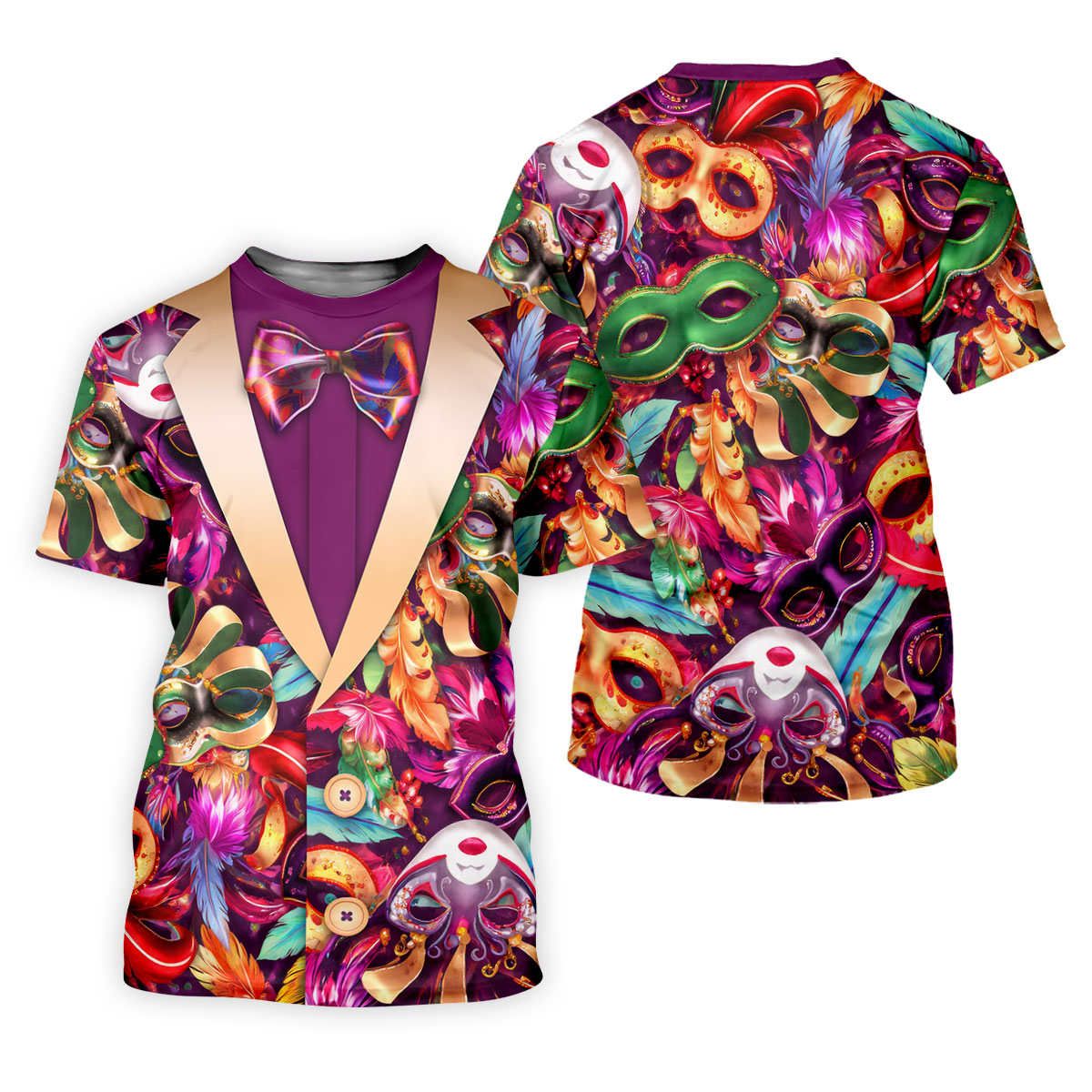 Colorful Mardi Gras Suit Print Men's Funny Golf Shirts, Polo Shirt Men, Golf Shirts For Men