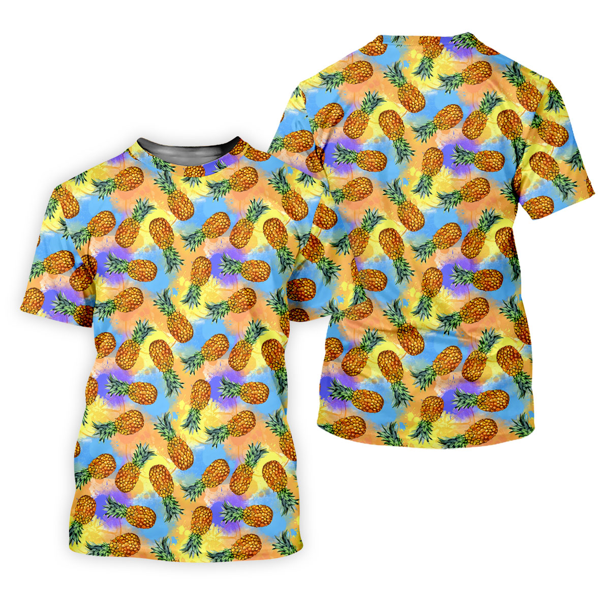 Watercolor Pineapple Tropical Pattern Golf Shirt, Women's Golf Shirt, Hawaiian Golf Shirt, Golf Polo For Women