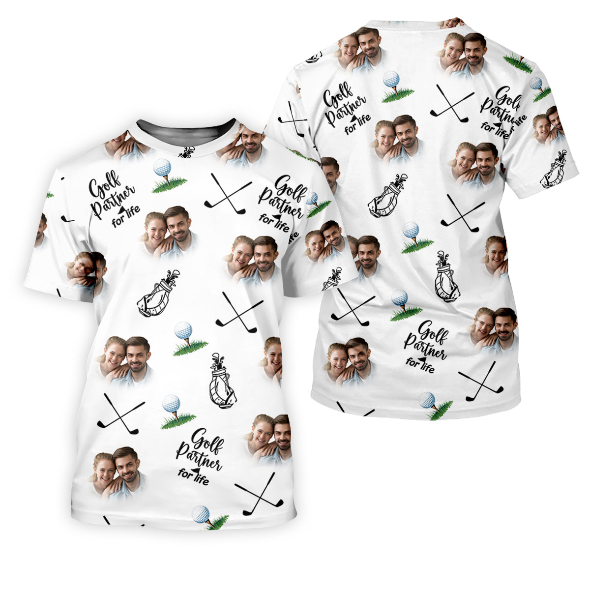 Golf Partner For Life Custom Photo White Golf Tops For Men, Valentines Golf Gift, Golf Gift For Men