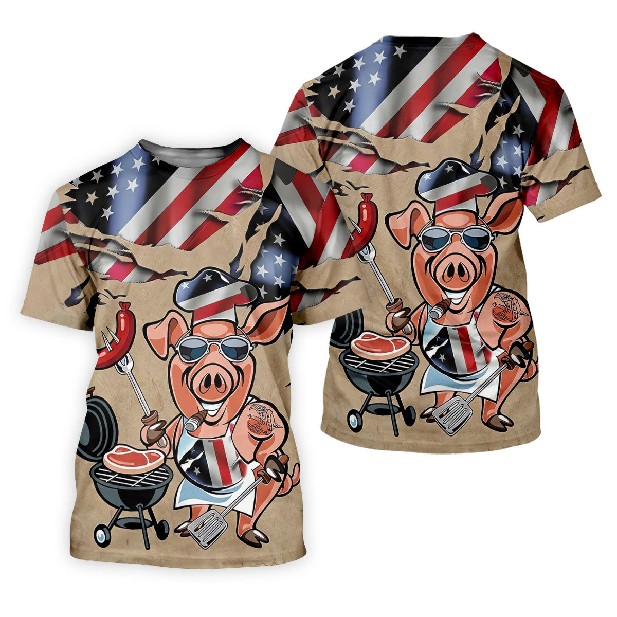Patriotic American Flag Funny BBQ 250th Anniversary Dark Beige Women's Polo Shirt, Ladies Golf Shirts