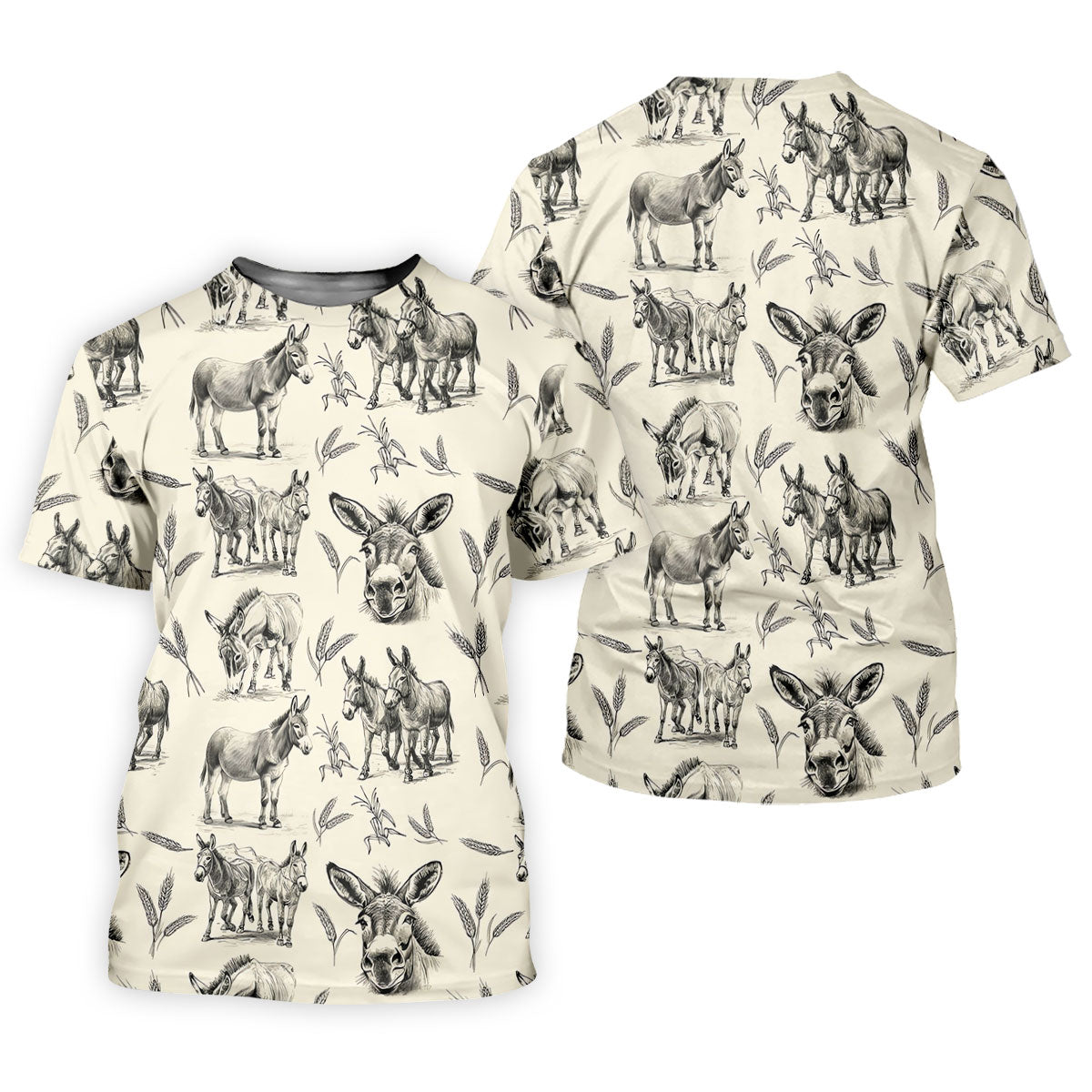 Vintage Donkey Sketch Pattern Hawaiian Golf Polo Shirt, Golf Shirts For Women, Women's Golf Apparel