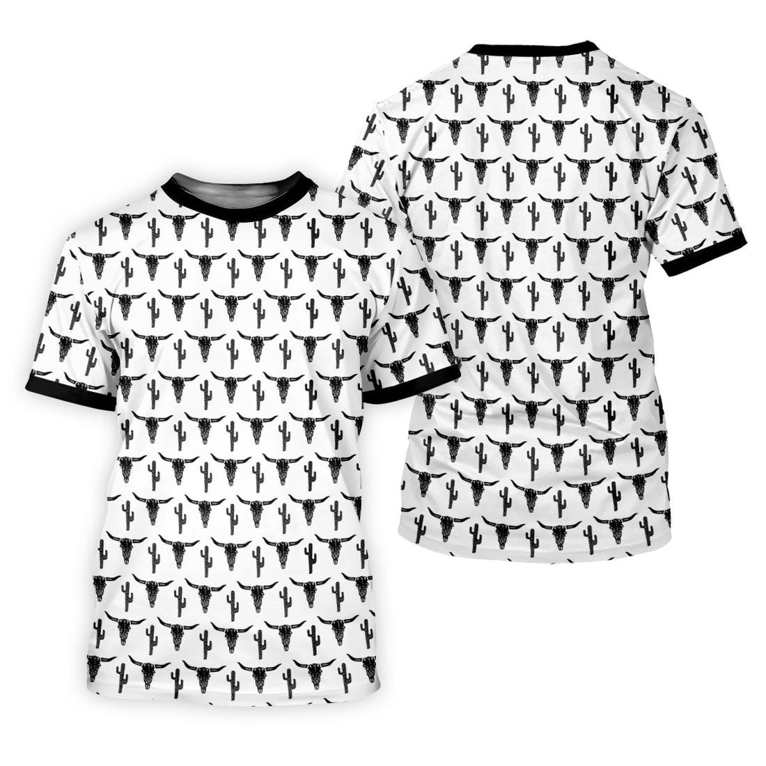 Longhorn Cow Skull Western Theme White Golf Tops For Men, Polo Shirtor Men, Golf Shirts For Men