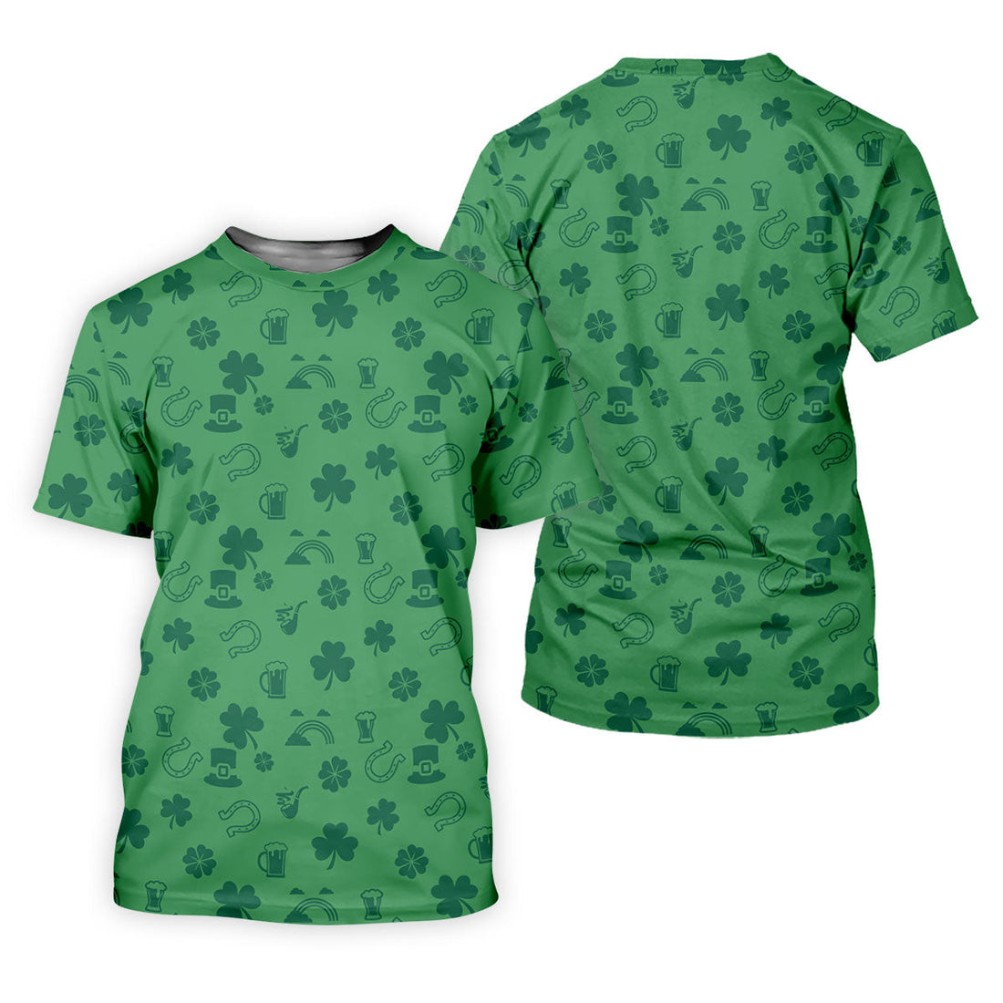 Leprechaun Hat Shamrock Beer Dark Green Seamless Pattern St. Patrick’s Day Golf Shirt, Women's Golf Tops