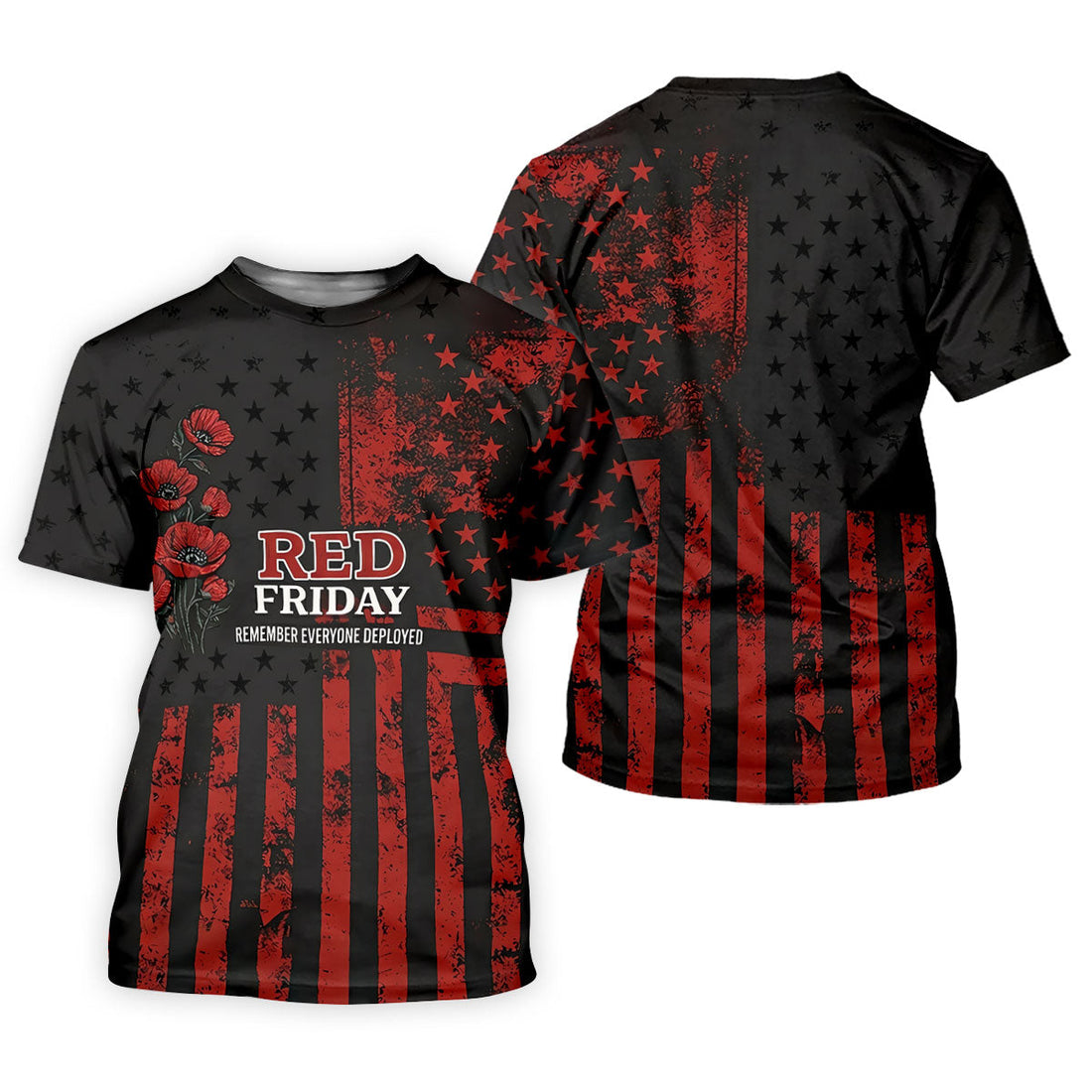 Red Friday American Flag Poppy Golf Polo Shirt, Mens Golf Apparel, Printed Golf Shirts