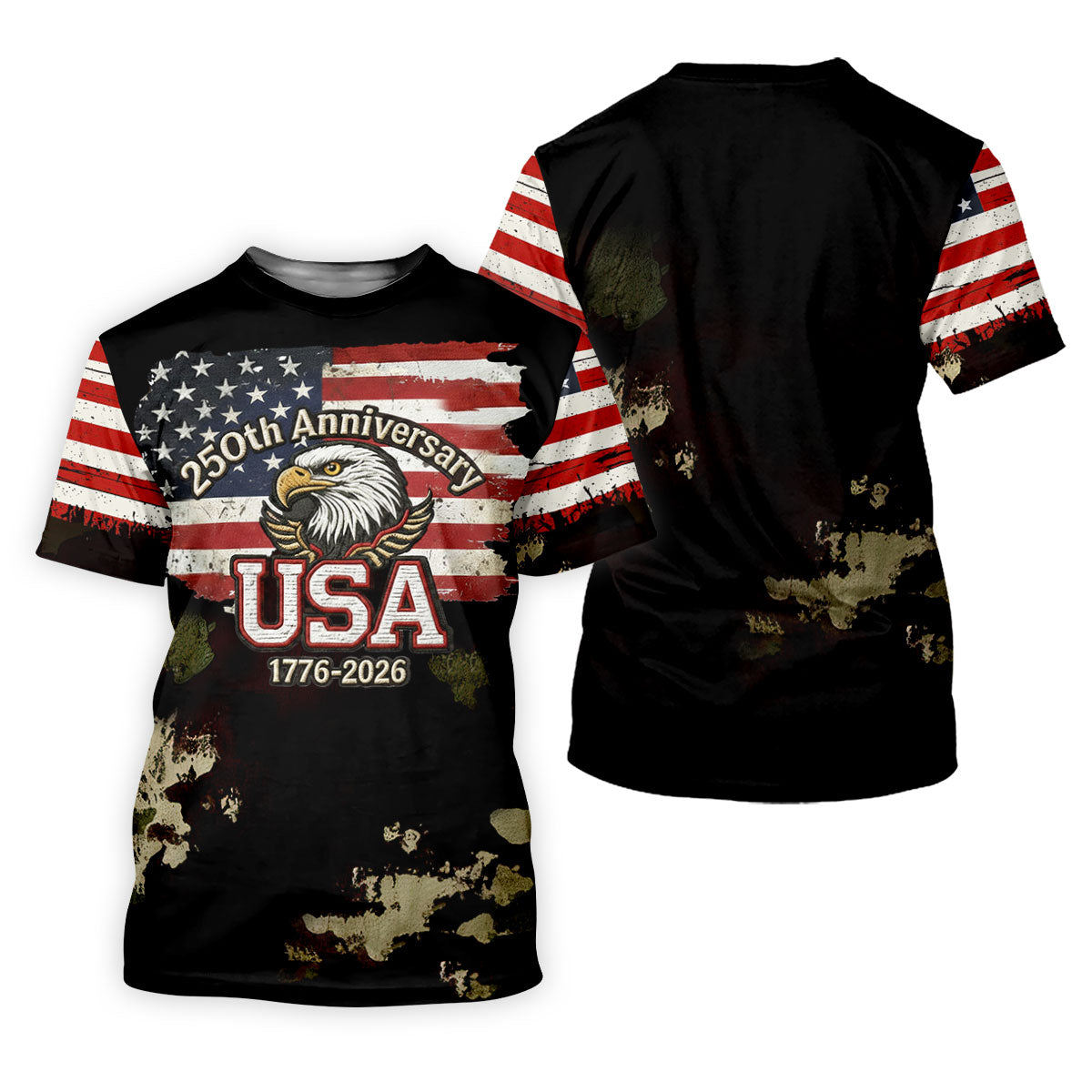 250th Anniversary USA 1776-2026 Distressed Flag Men's Golf Polo ShirtPatriotic 4th Of July Golf Shirt