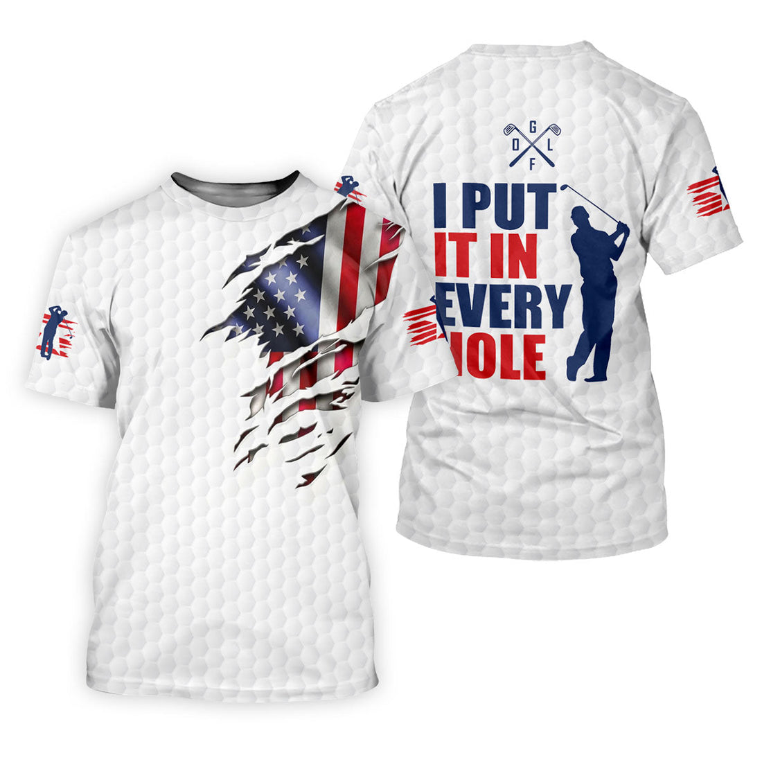 I Put It In Every Hole Ripped American Flag 250 Patriotic Golf Shirt, 4th Of July Golf Shirts For Men