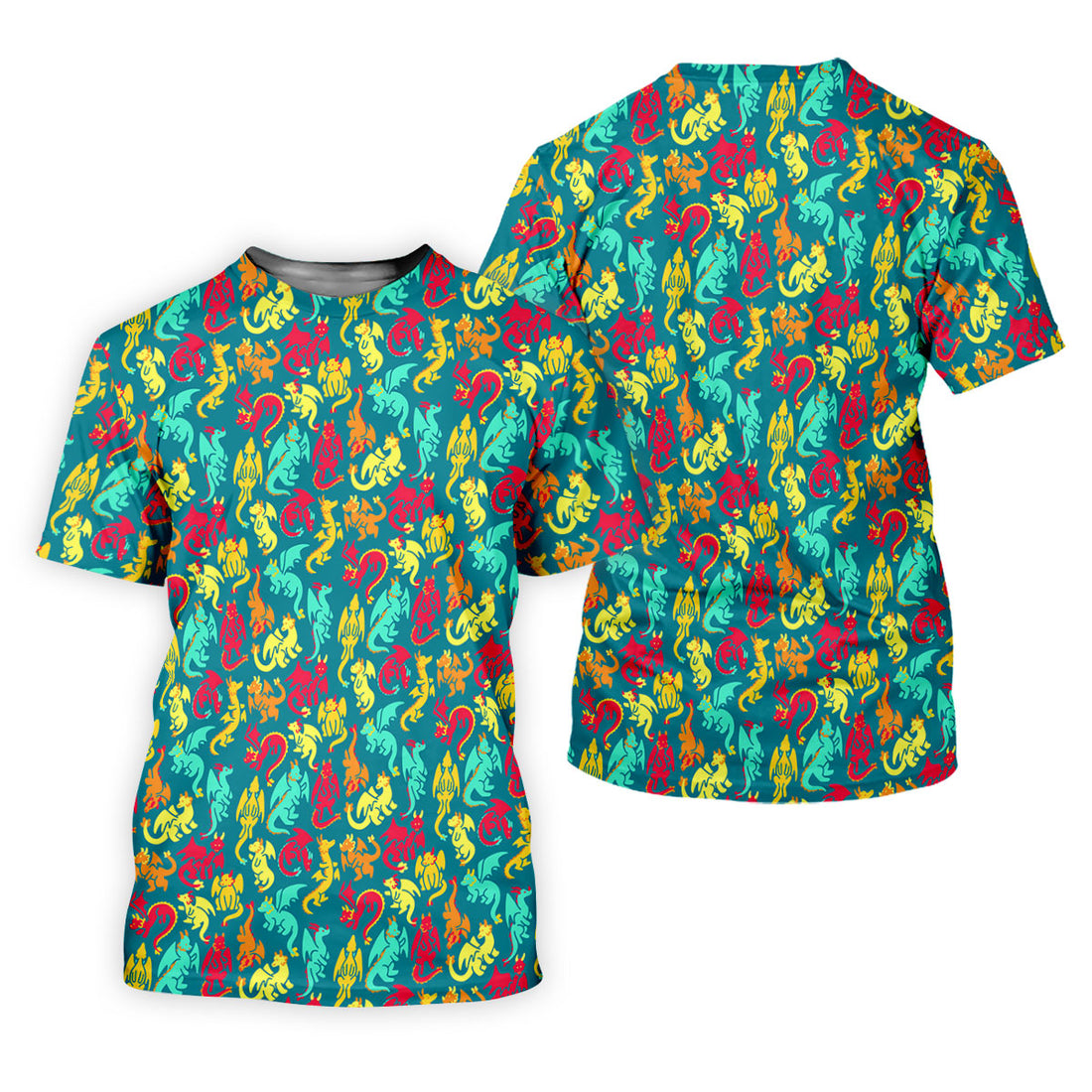 Cartoon Dragons Colorful Golf Shirt, Cute Golf Outfit, Women's Polo Shirt, Ladies Golf Shirts
