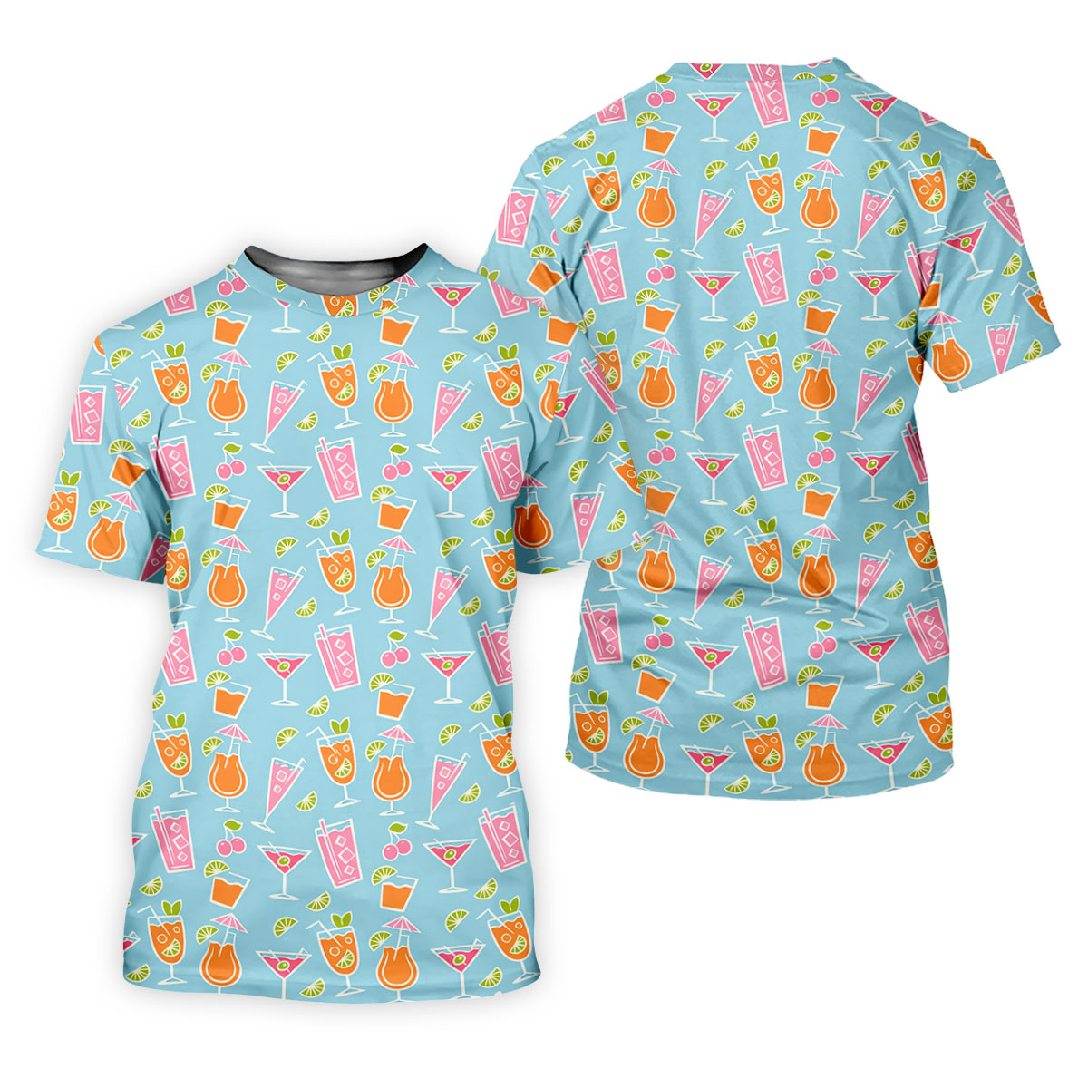 Tropical Cocktail Drinks Pattern Golf Shirt, Mens Golf Shirts, Golf Apparel For Men
