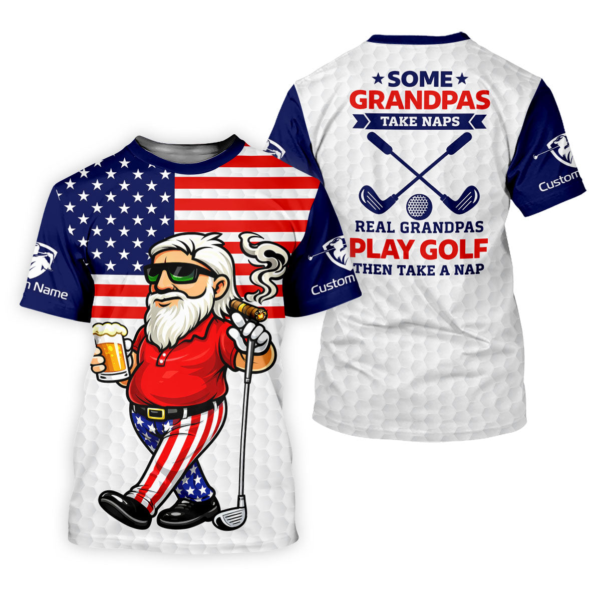 Real Grandpas Play Golf Father's Day 4th Of July Golf Shirt, 250 Years Polo Shirtor Men
