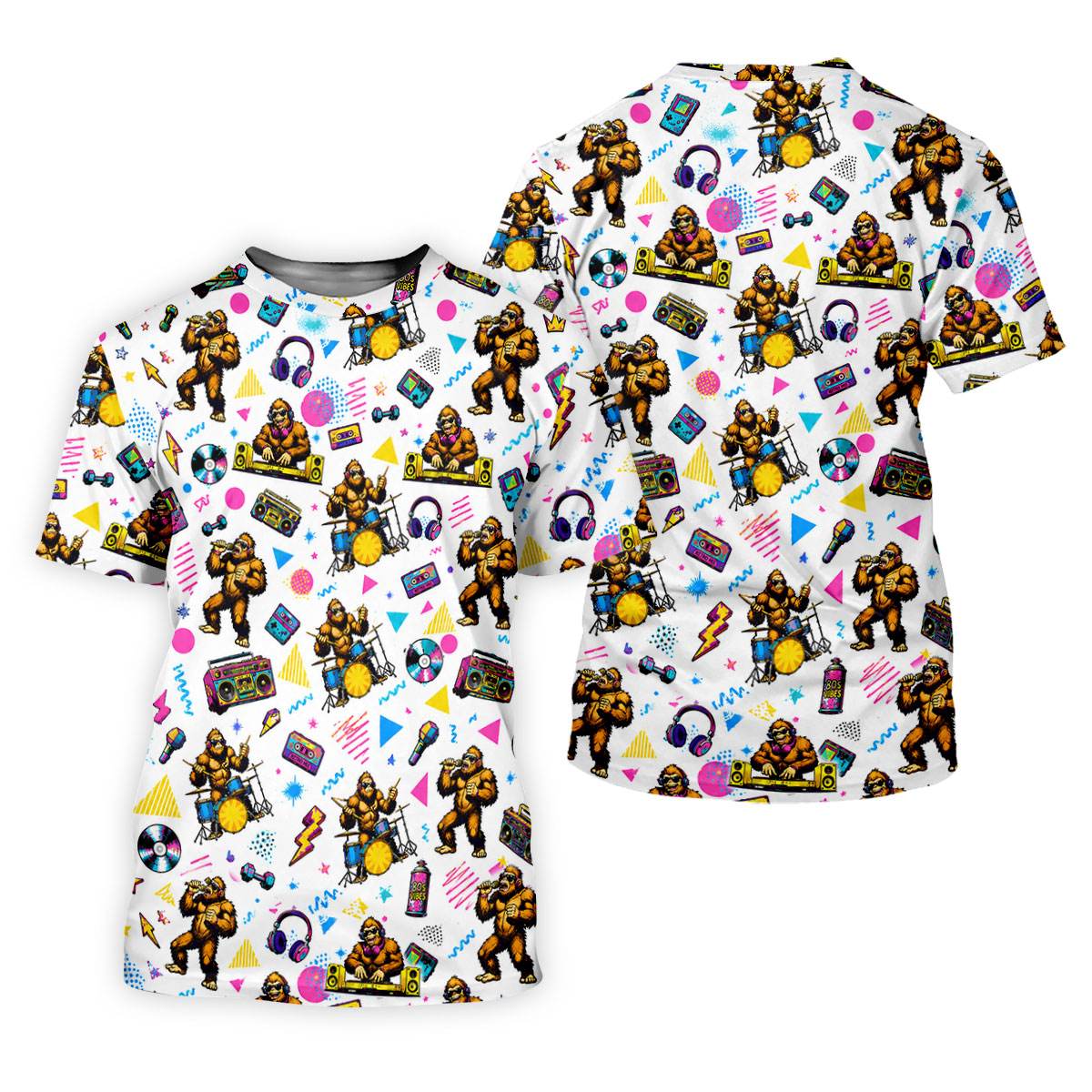 Bigfoot Party Memphis Pattern Retro Golf Shirt, Hawaiian Golf Shirt, Polo Shirtor Men