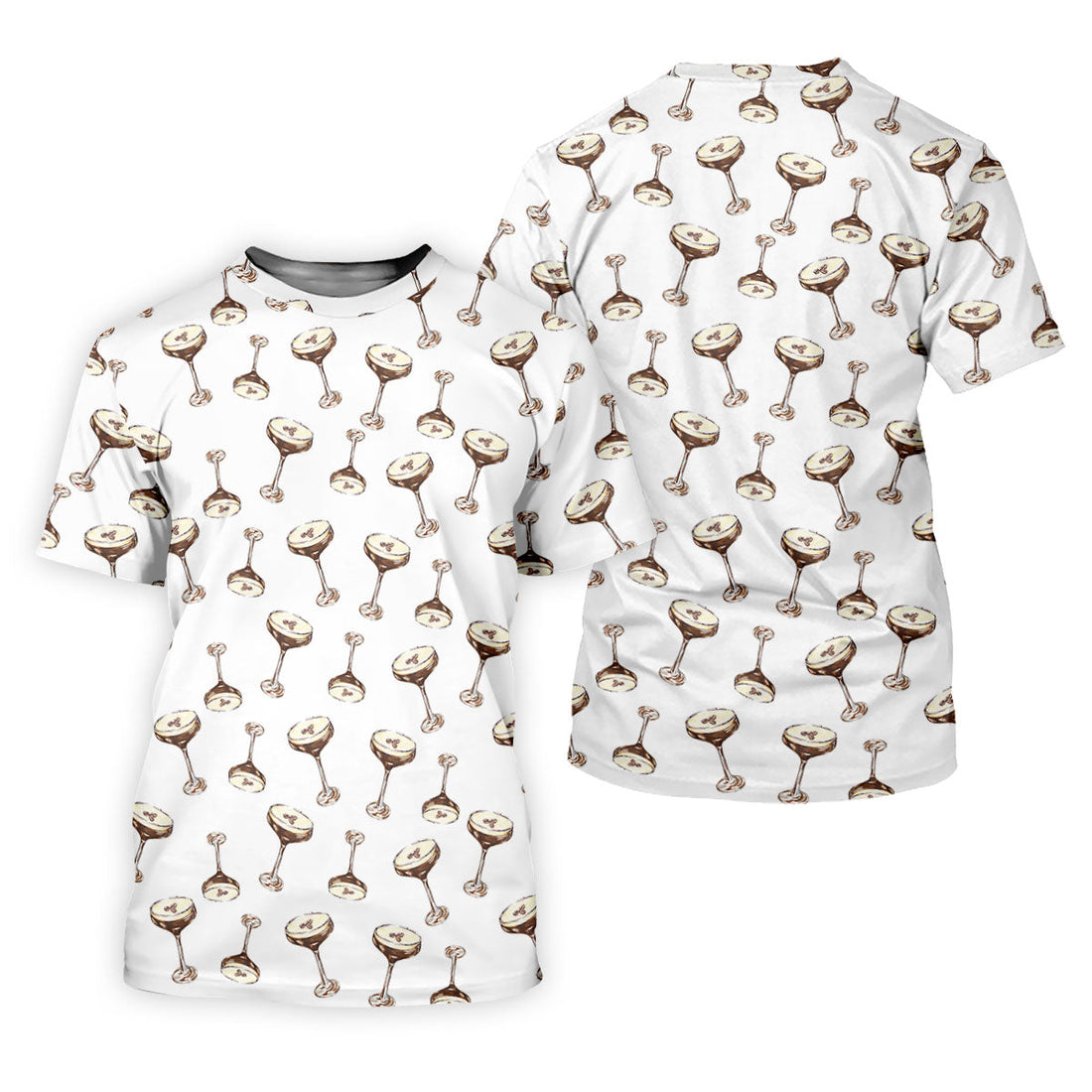 Expresso Martini Doodle Seamless Pattern Hawaiian Golf Shirt, Polo Shirt Men