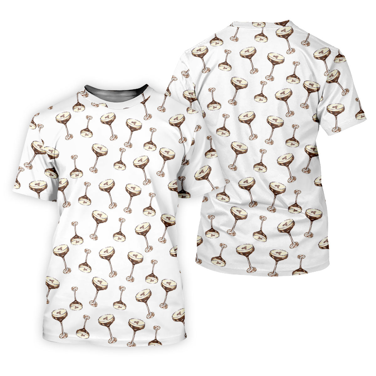 Expresso Martini Doodle Seamless Pattern Hawaiian Golf Shirt, Polo Shirt Men