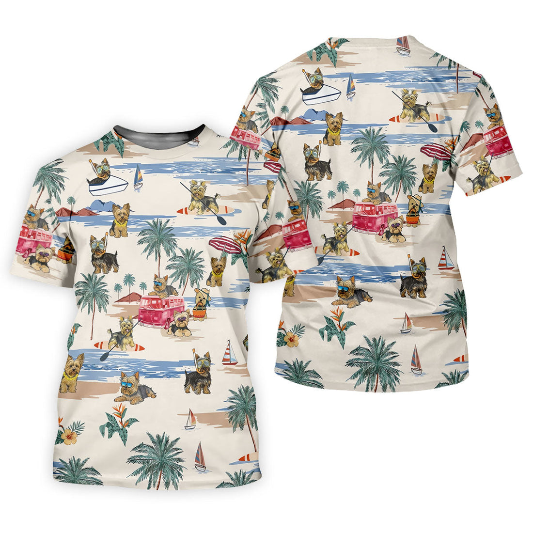 Cute Yorkshire Terrier Beach Vacation Golf Polo Shirt, Hawaiian Golf Shirt, Golf Shirts For Men