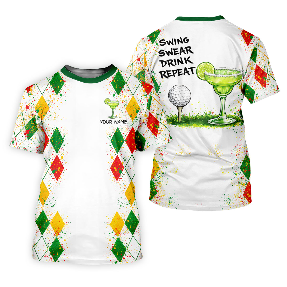 Swing Swear Drink Repeat Margarita Cocktail Cinco De Mayo Celebration Fiesta Themed Golf Shirt For Women