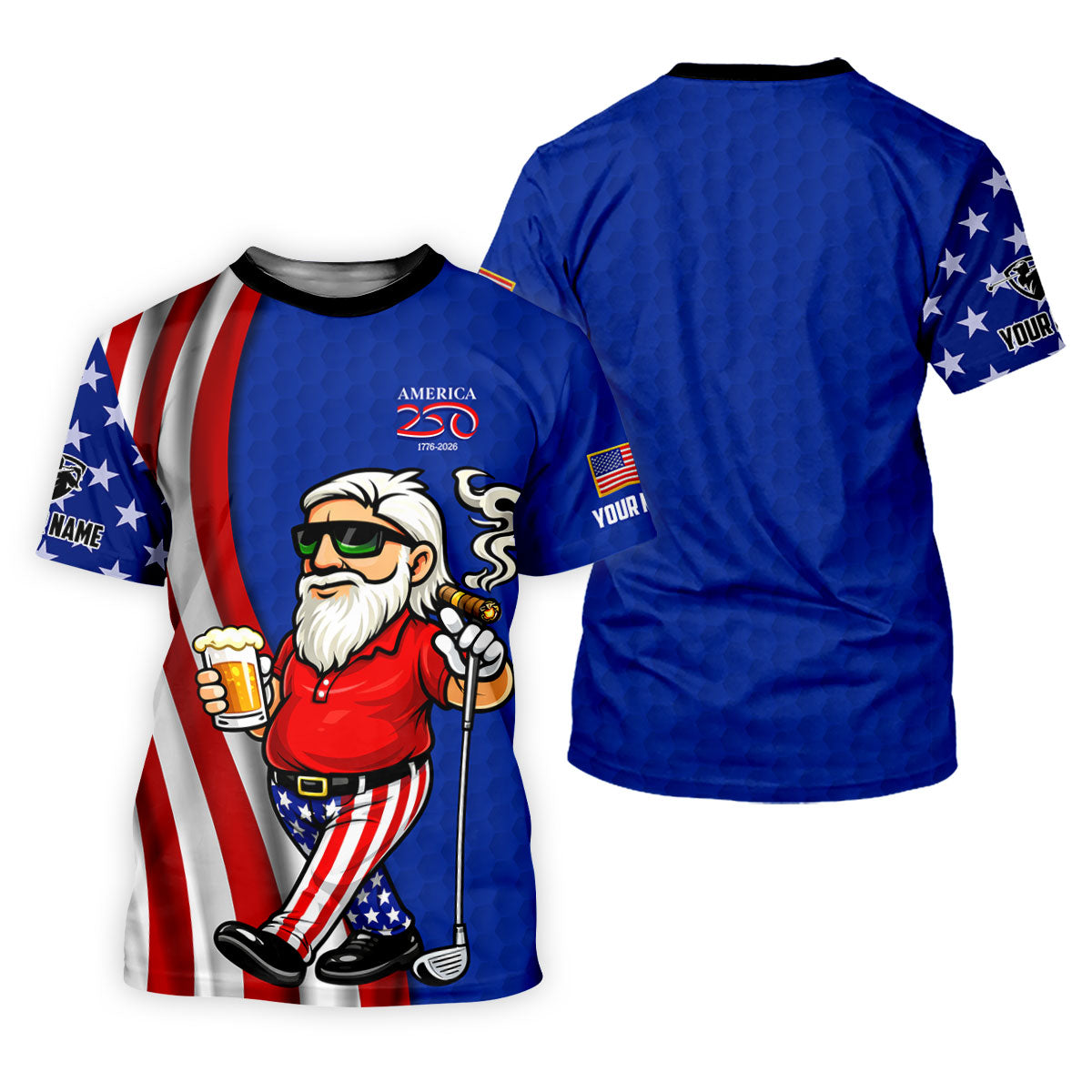 America 250 Patriotic Man 4th Of July Navy Golf Shirt, Golf And Beer Golf Shirts For Men