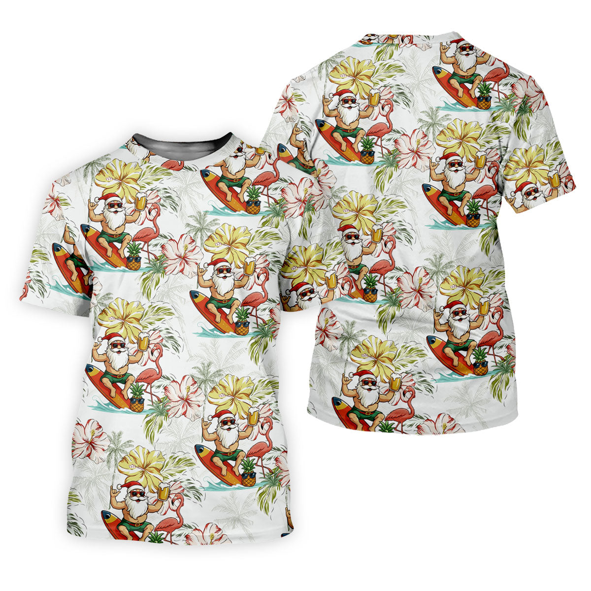 Surfing Santa Hawaiian Golf Shirt, Fun Women's Golf Shirts, Christmas Golf Shirt, Golf Gifts For Women