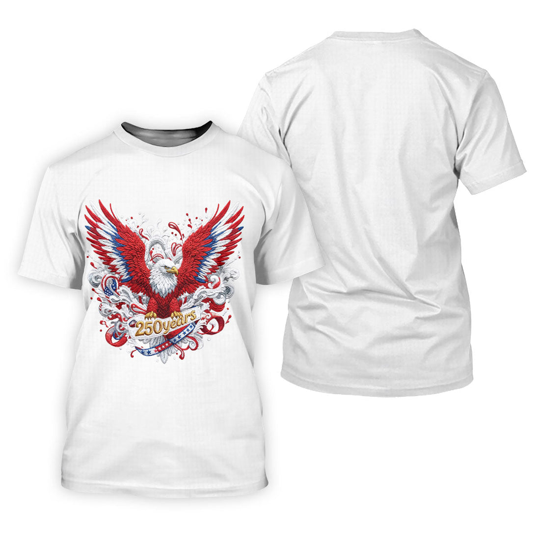 US Bald Eagle Embroidery Effect Patriotic Golf Shirt, 4th Of July Golf Shirt, 250th Anniversary Women Golf Top