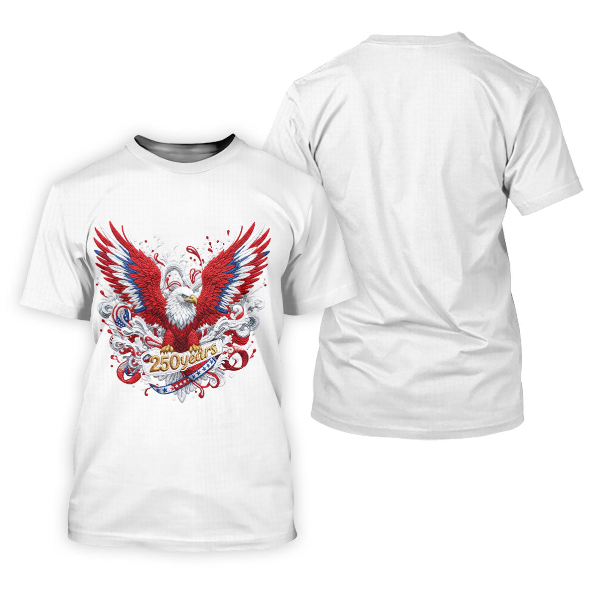 US Bald Eagle Embroidery Effect Patriotic Golf Shirt, 4th Of July Golf Shirt, 250th Anniversary Women Golf Top