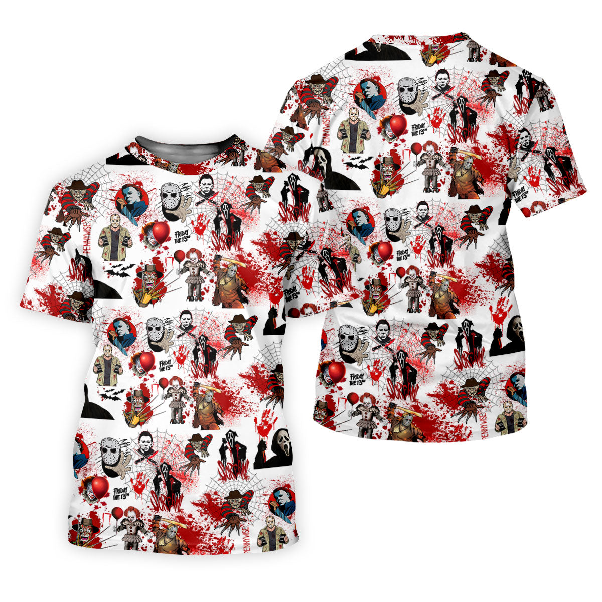 Horror Villain Blood Splatter Print Golf Tops For Men, Halloween Golf Shirt, Polo ShirtFor Men, Golfing Apparel