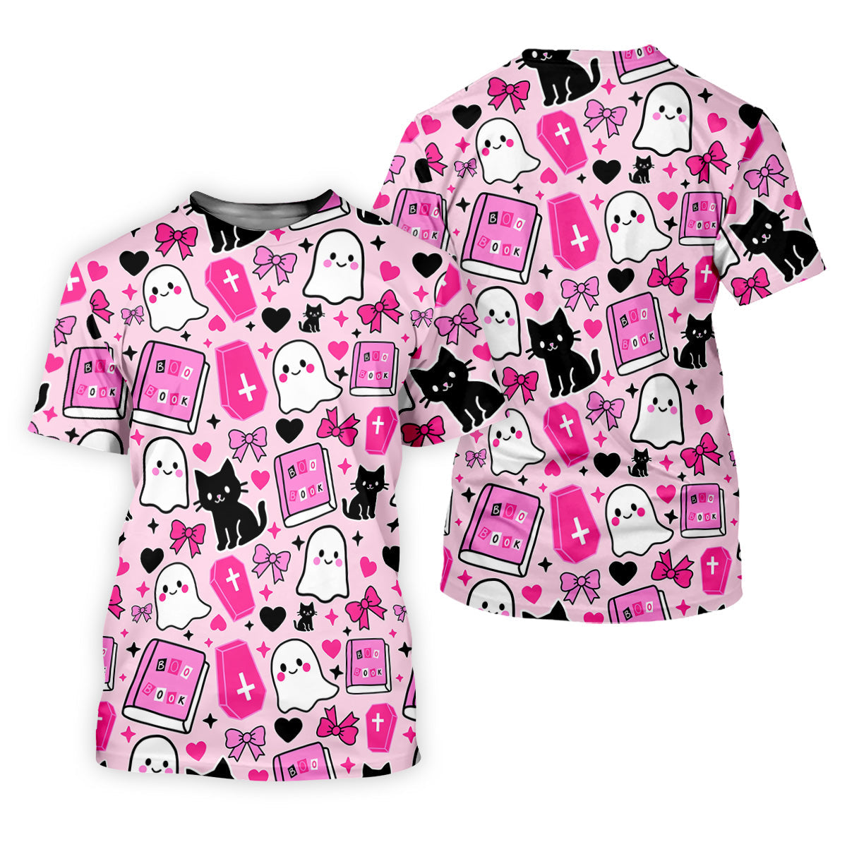 Halloween Boo And Cat Coquette Pink Golf Tops For Men, Fun Golf Shirts For Men, Polo ShirtFor Men