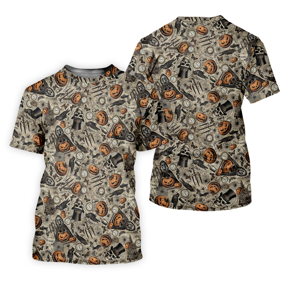 Vintage Pumpkin Skull Halloween Golf Shirt, Golf Shirts For Men, Golf Apparel For Men