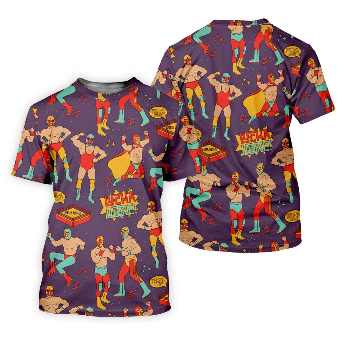Purple Lucha Libre Mexican Wrestler Pattern Golf Shirt, Women’s Golf Polo, Ladies Golf Top