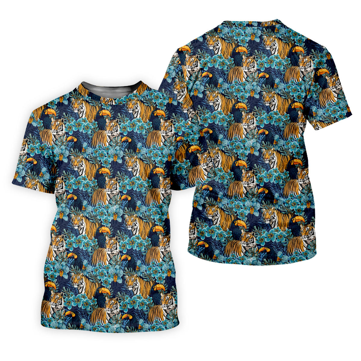 Tiger And Toucan Tropical Foliage Hawaiian Golf Shirt, Golf Shirt For Women, Golfing Apparel