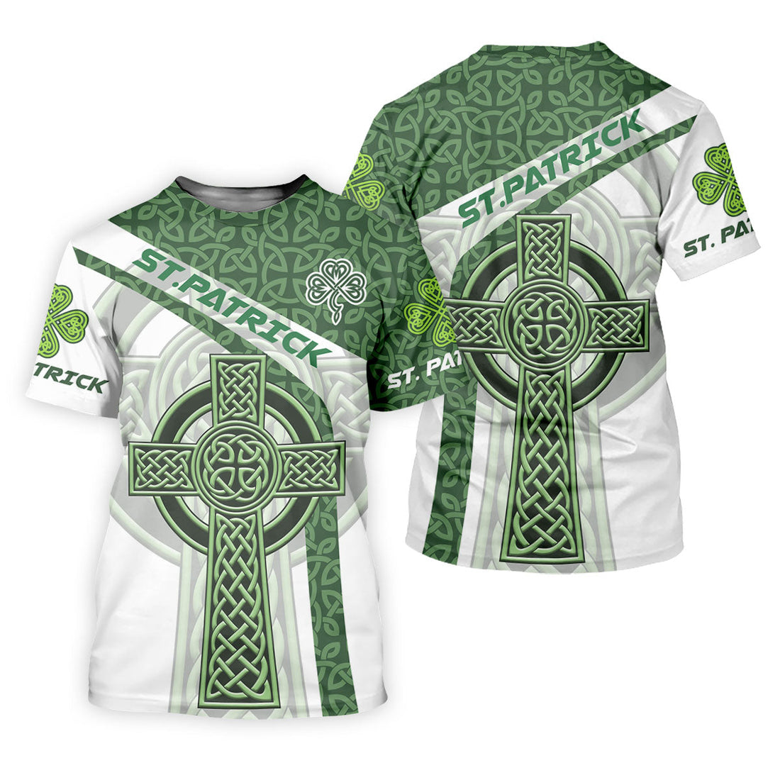 St Patrick's Day Celtic Knotwork Pattern Shamrock Golf Shirt, Women's Golf Tops, Ladies Golf Polos