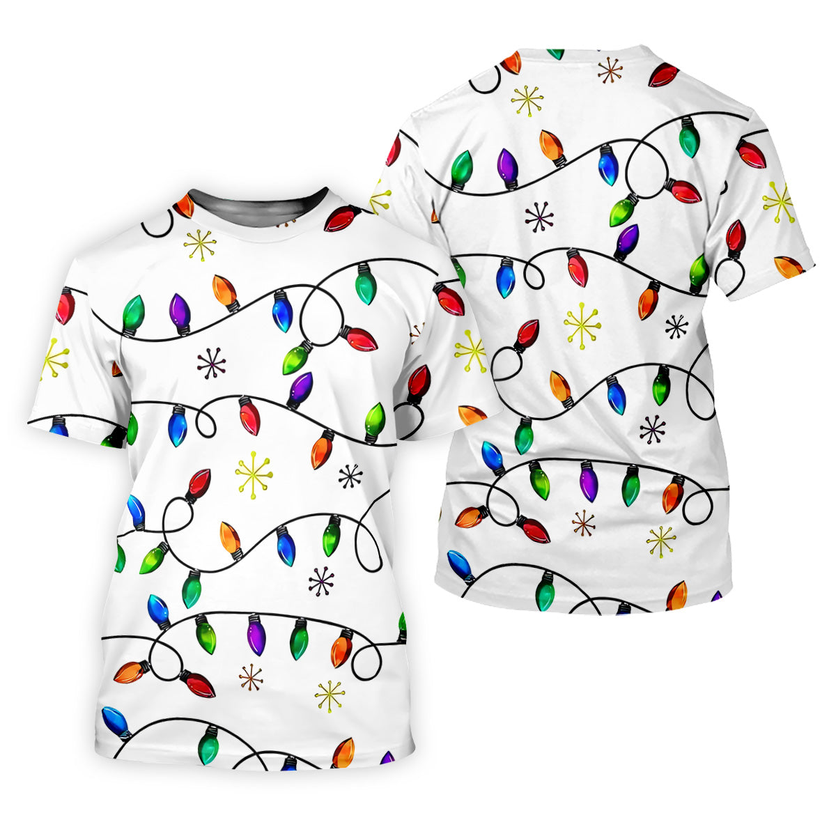 Christmas Light Print Fun Men's Golf Polos, Christmas Golf Shirt, Unique Gift For Golfer, Polo ShirtFor Men