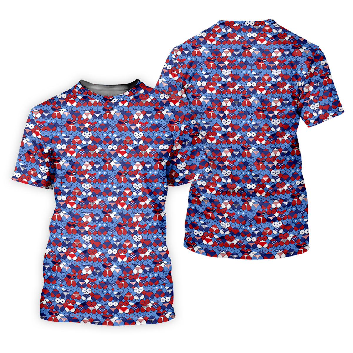 Red Blue White Naughty Fun Patriotic Golf Shirt, 250th Anniversary Fun Women's Golf Shirts, Ladies Golf Polos