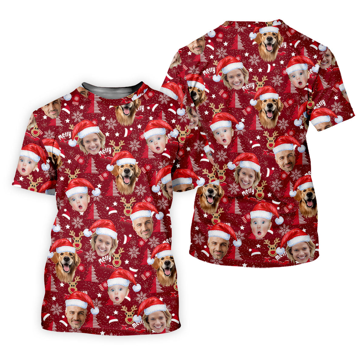 Custom Red Nose Reindeer Merry Xmas Red Golf Shirt, Christmas Golf Shirt, Polo ShirtFor Men, Golf Gift For Men