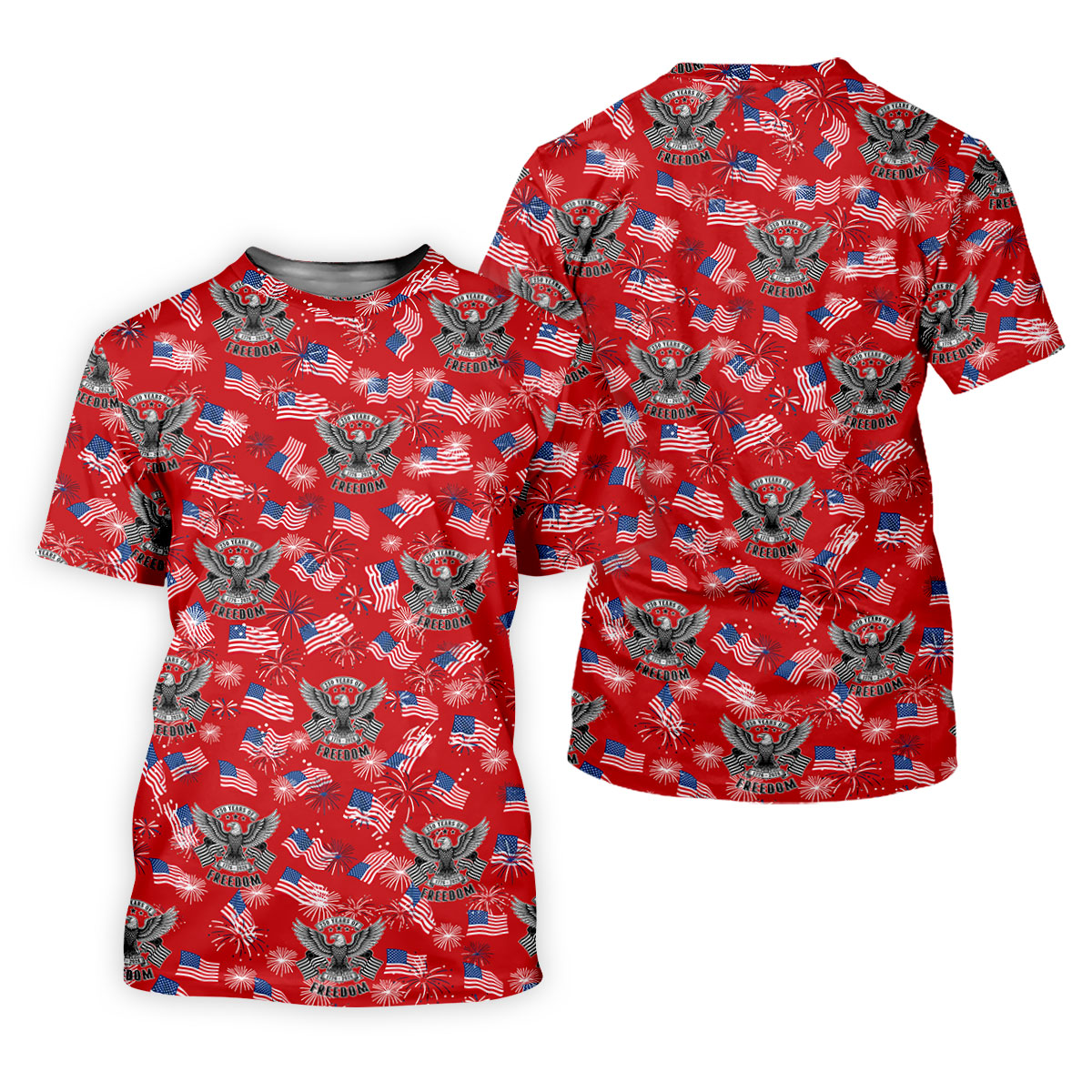 250 Years Of Freedom Festive Flag Vintage Red Golf Shirt, Patriotic 4th Of July Golf Shirt For Women
