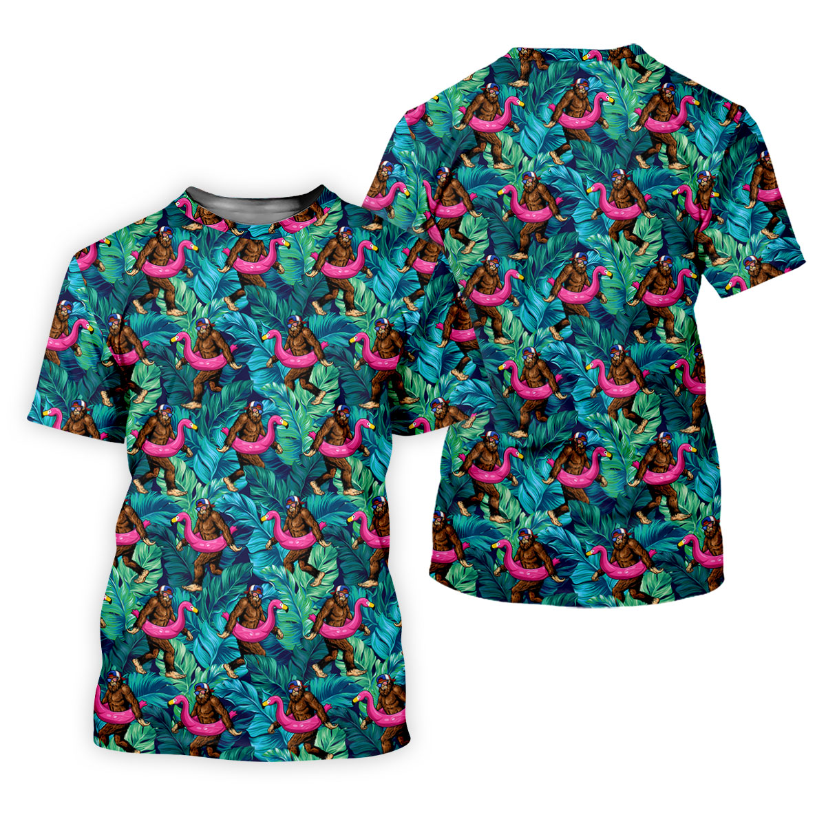 Tropical Flamingo Bigfoot Golf Shirt, 250 Years 4th Of July Patriotic Golf Shirts For Men