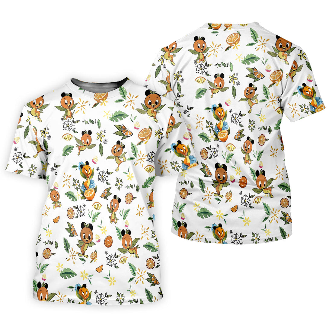 Orange Bird Floral Citrus Golf Polo Shirt, Printed Golf Shirts, Hawaiian Golf Shirt