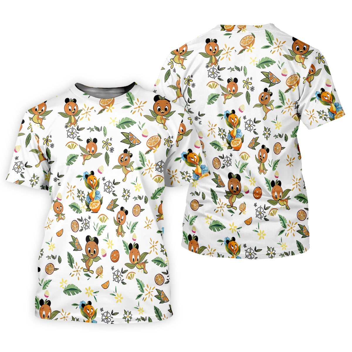 Orange Bird Floral Citrus Golf Polo Shirt, Printed Golf Shirts, Hawaiian Golf Shirt