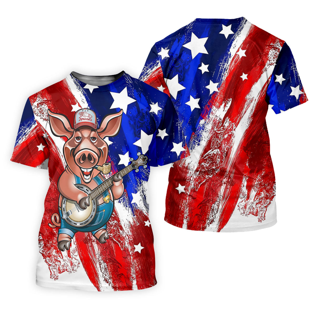 Patriotic American Flag Brush Strokes Funny BBQ 250th Anniversary Polo Shirt Men, Golf Shirts For Men