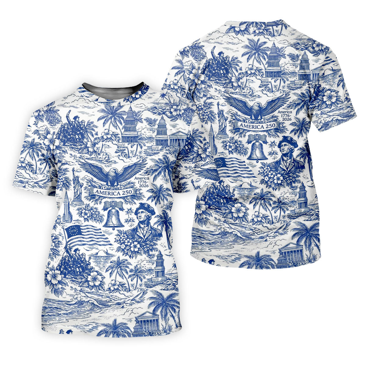 250 Years Of America Tropical Vibe Vintage Golf Shirt, Patriotic 4th Of July Golf Shirts For Men