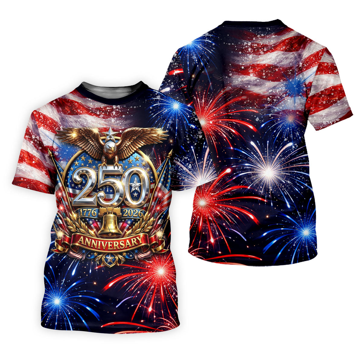 America Bald Eagle Red White Blue Patriotic Celebration 4th Of July Golf Shirt, 250 Years Golf Shirt For Women
