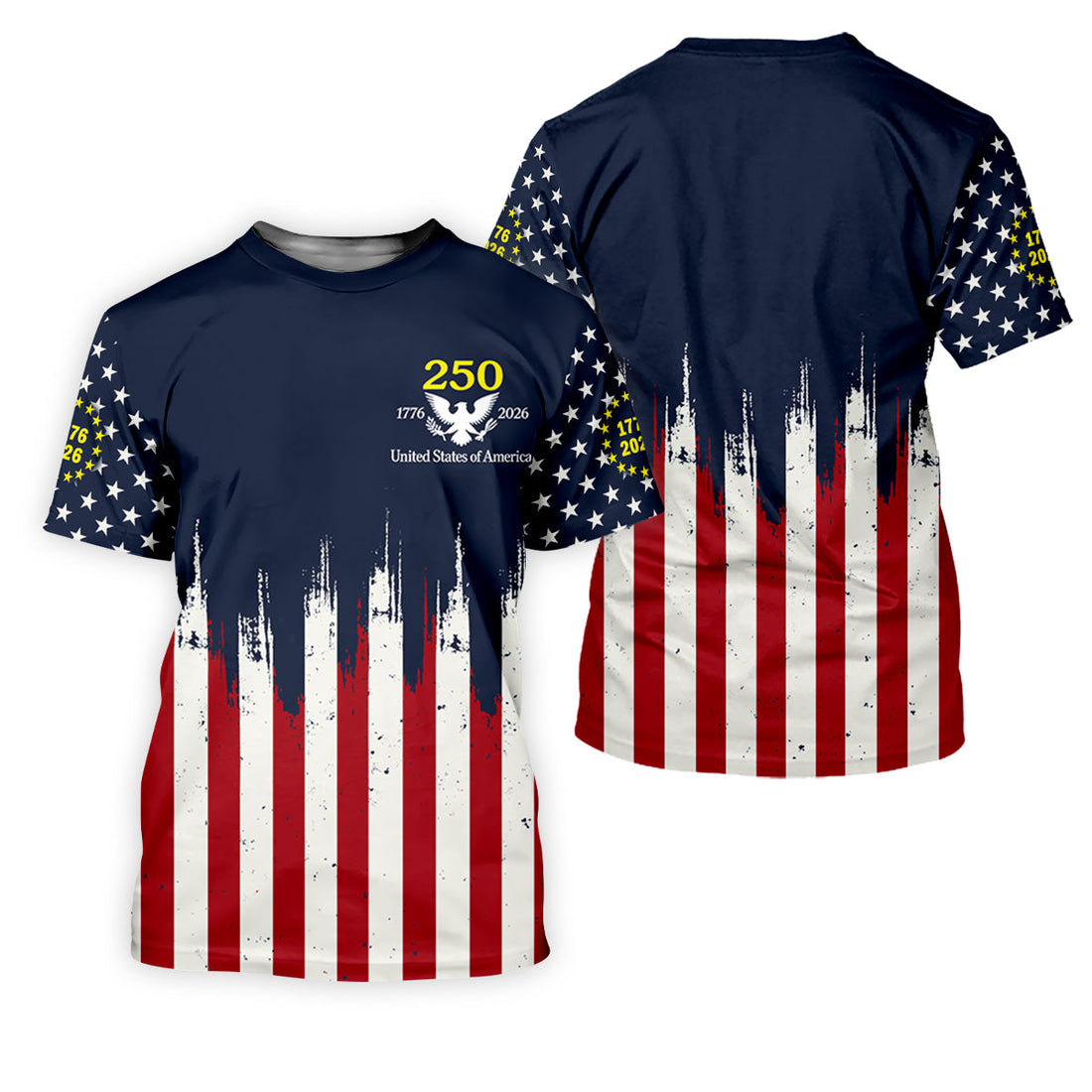 Splatter Painted American Flag Pattern Women's Golf Tops, 250th Anniversary Patriotic Golf Shirt