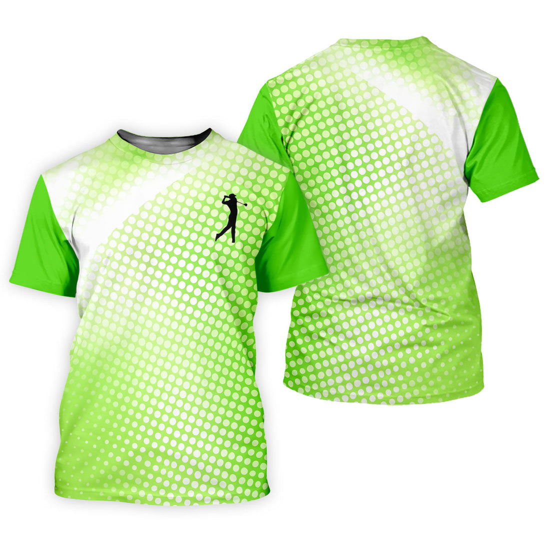 Green White Gradient Polka Dot Golf Shirt, Polo Shirtor Men, Golf Shirts For Men