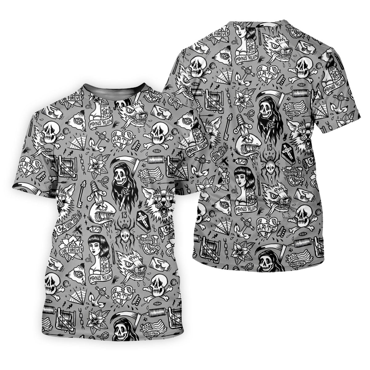 Mans Ruin Horror Theme Hawaiian Golf Shirt, Halloween Vibe Men's Golf Shirt, Polo ShirtFor Men