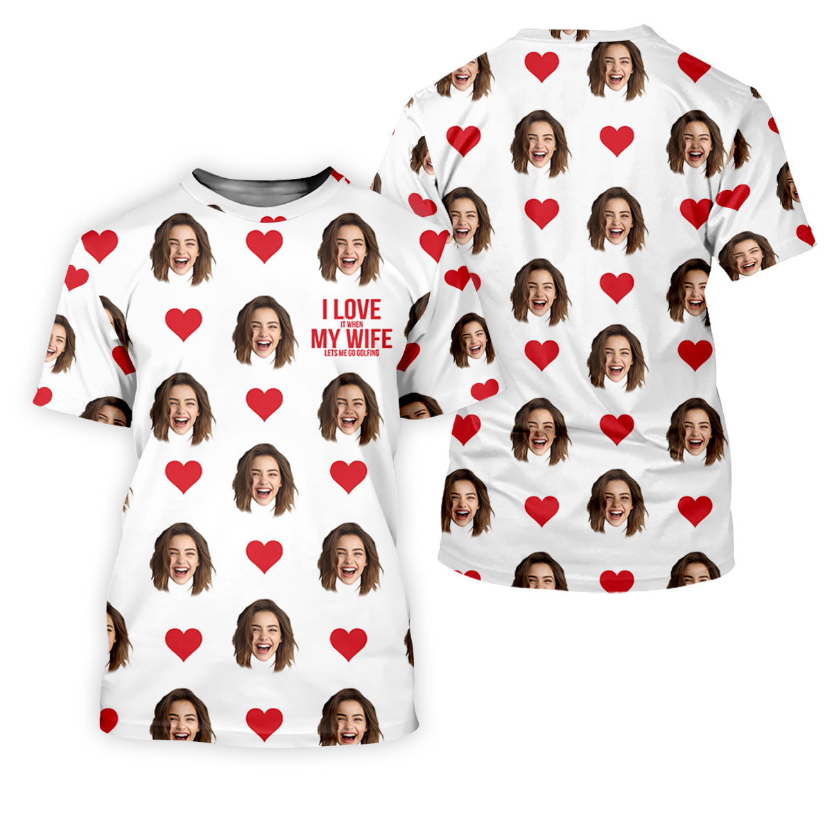 I Love It When My Wife Let Me Golfing Custom Photo White Golf Shirt, Valentines Golf Gift, Fun Golf Shirts For Men