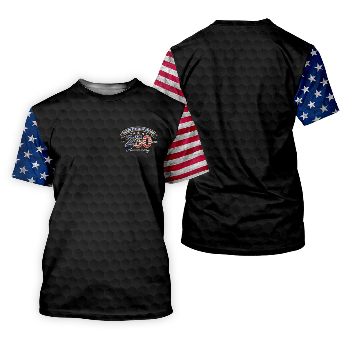 250th Anniversary Golf Ball Pattern Black Golf Shirt, Patriotic 4th Of July Golf Shirt, Golf Shirt For Women