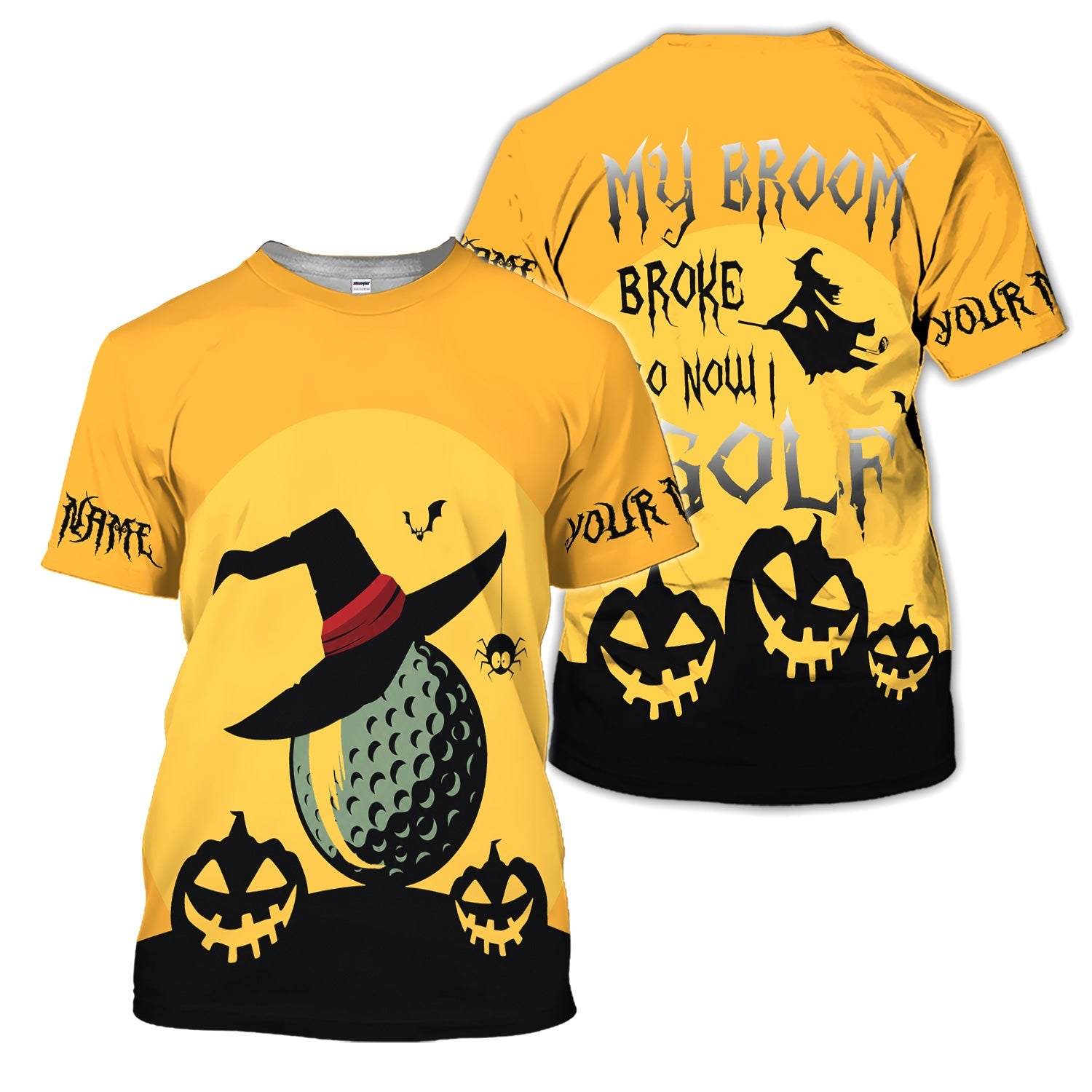 Funny Halloween Golf Polo Shirt for Men – My Broom Broke So Now I Golf Witch Shirt
