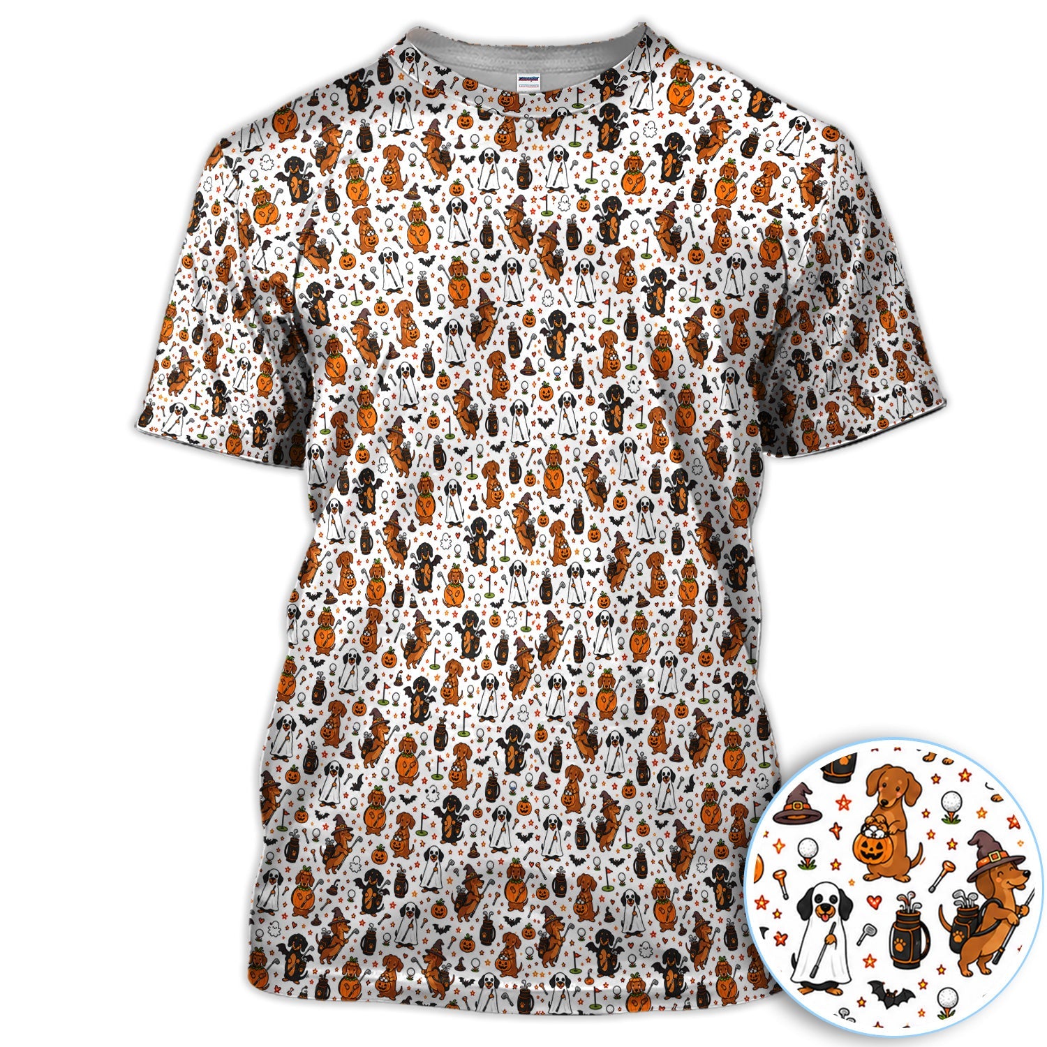 Halloween Dog Golf Polo Shirt for Men – Funny Spooky Golfer Pattern Polo