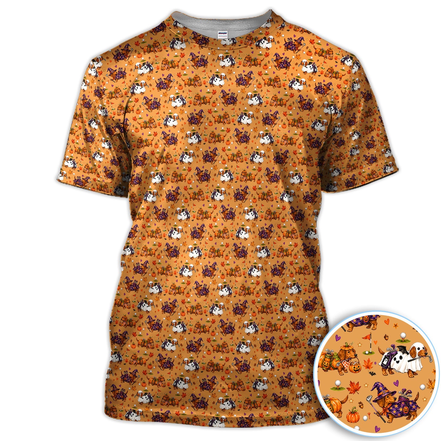 Halloween Dachshund Golf Polo Shirt for Women – Funny Spooky Wiener Dog Golfer Polo