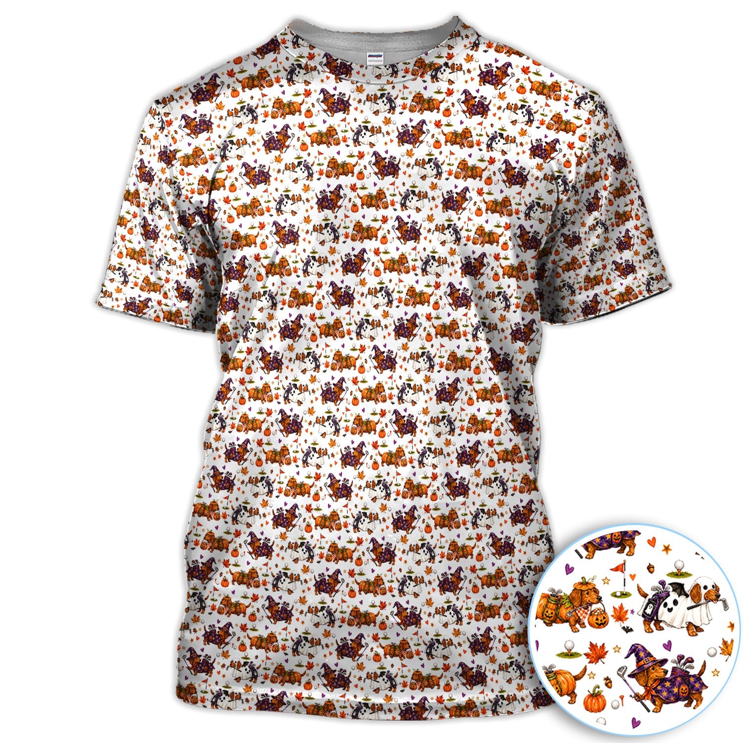 Halloween Dachshund Golf Polo Shirt for Women – Funny Spooky Wiener Dog Golfer Polo