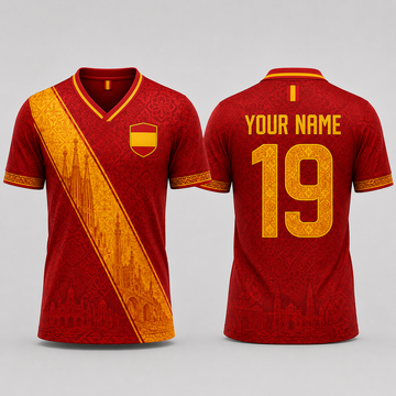 Baroque Floral Spanish Inspired V-NeckMen Football Lover, Spain Shirt Soccer Fan Gift