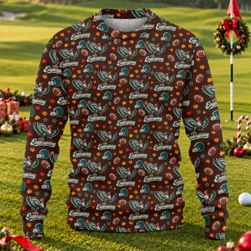 Ugly Christmas Sweater Eaglesgiving Shirt, Thanksgiving Brown Football, Team Spirit