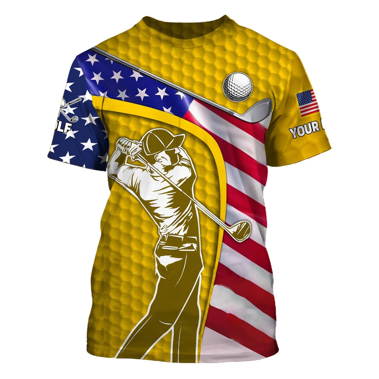 Yellow Custom Men's Golf Polo ShirtGolfing Apparel, Mens Golf Gift